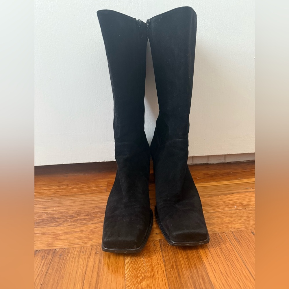 Classic Black Suede Women's Heeled Boots